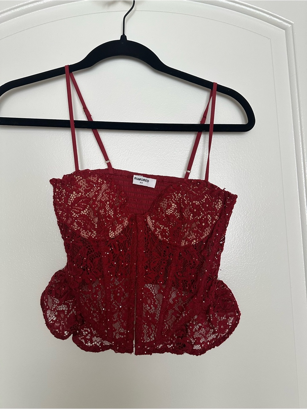 Rumored Her Red Lace Bustier Top
